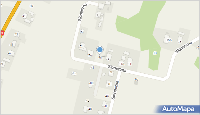 Miłków, Słoneczna, 9a, mapa Miłków