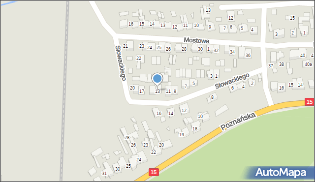 Miłosław, Słowackiego Juliusza, 13, mapa Miłosław