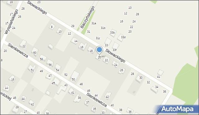 Miłoszyce, Słowackiego Juliusza, 20, mapa Miłoszyce