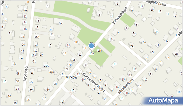 Mirków, Słowackiego Juliusza, 13a, mapa Mirków