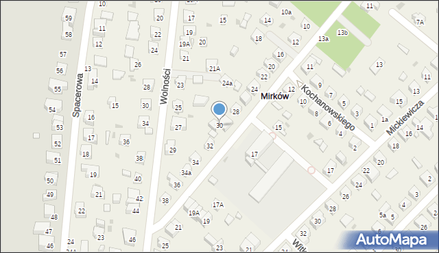 Mirków, Słowackiego Juliusza, 30, mapa Mirków