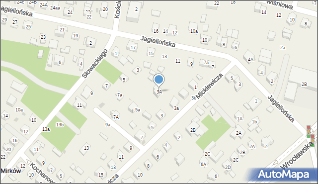 Mirków, Słowackiego Juliusza, 3A, mapa Mirków