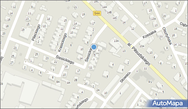 Mława, Ślesickiego Stanisława, ppłk., 5a, mapa Mława