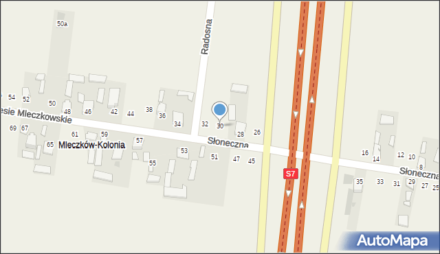 Mleczków, Słoneczna, 30, mapa Mleczków