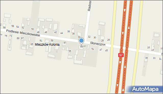 Mleczków, Słoneczna, 53, mapa Mleczków