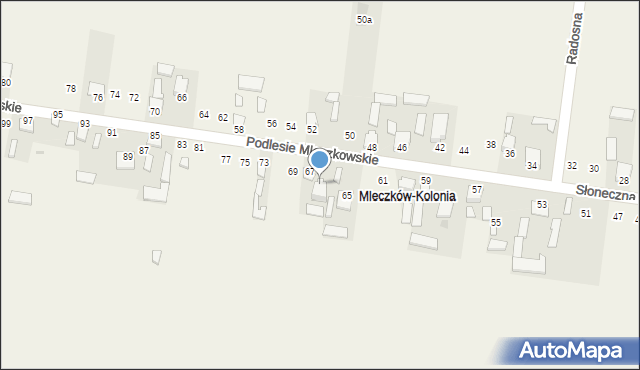 Mleczków, Słoneczna, 67A, mapa Mleczków