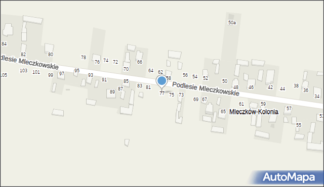 Mleczków, Słoneczna, 77, mapa Mleczków