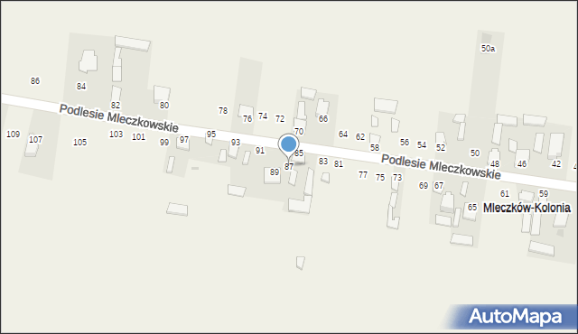 Mleczków, Słoneczna, 87, mapa Mleczków
