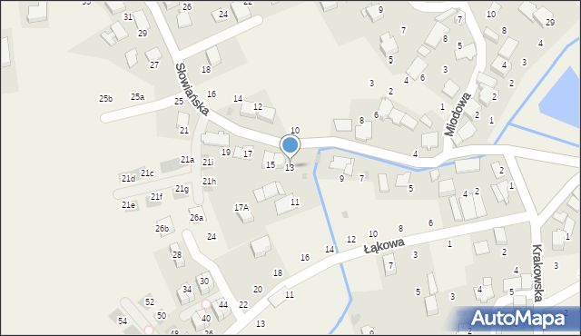 Modlniczka, Słowiańska, 13, mapa Modlniczka