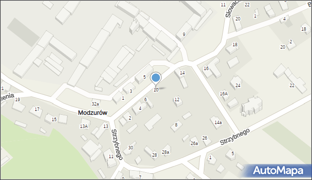 Modzurów, Słowackiego Juliusza, 10, mapa Modzurów