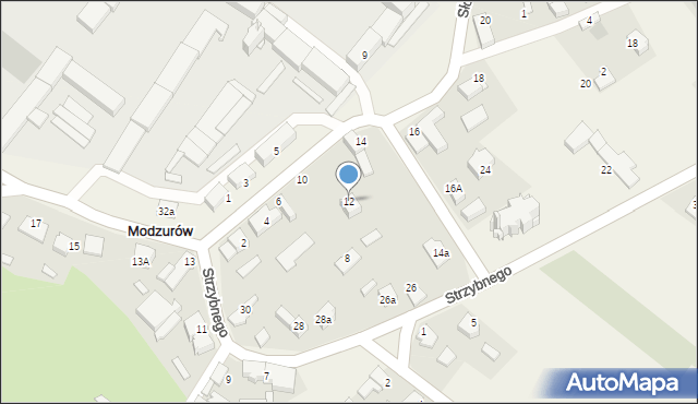 Modzurów, Słowackiego Juliusza, 12, mapa Modzurów