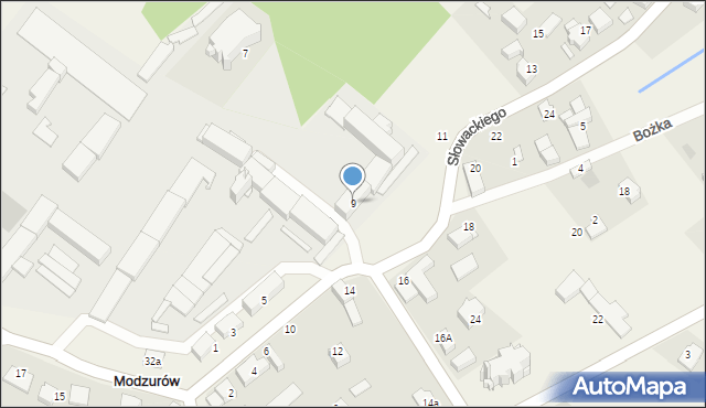 Modzurów, Słowackiego Juliusza, 9, mapa Modzurów