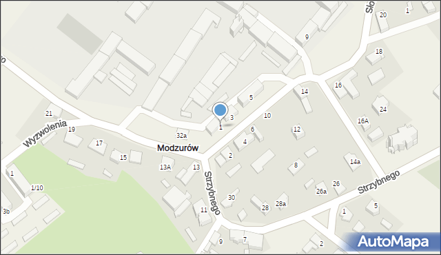 Modzurów, Słowackiego Juliusza, 1, mapa Modzurów