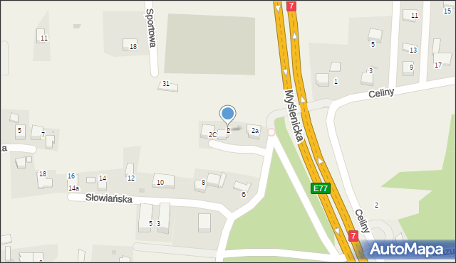 Mogilany, Słowiańska, 2, mapa Mogilany