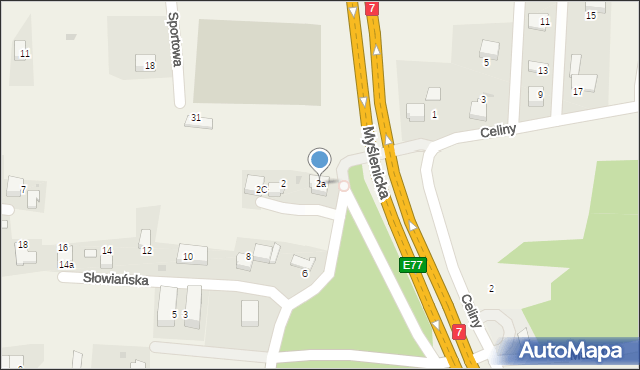 Mogilany, Słowiańska, 2a, mapa Mogilany