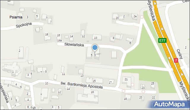 Mogilany, Słowiańska, 3, mapa Mogilany