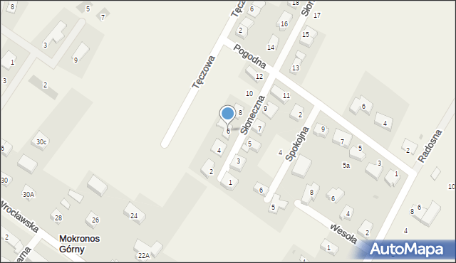 Mokronos Górny, Słoneczna, 6, mapa Mokronos Górny