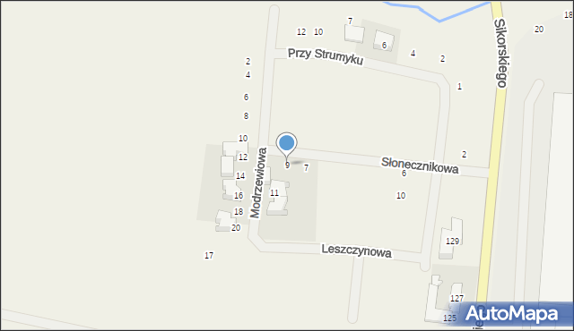 Mościska, Słonecznikowa, 9, mapa Mościska