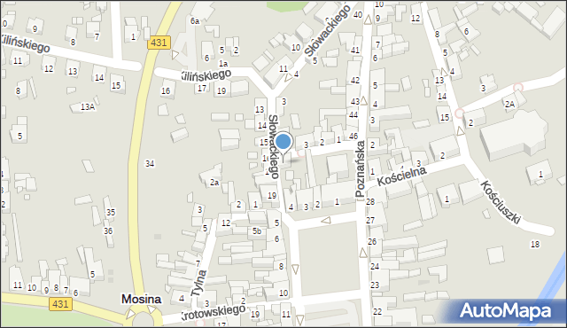 Mosina, Słowackiego Juliusza, 20, mapa Mosina