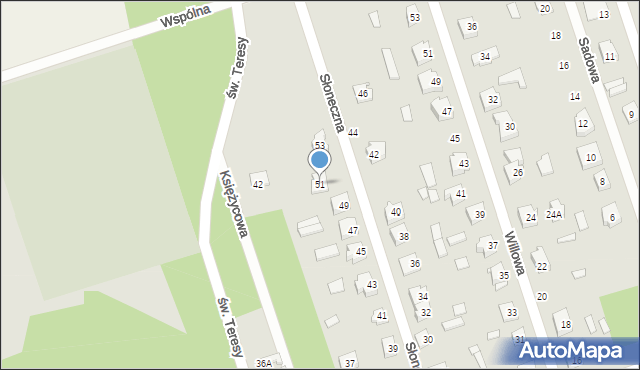 Mrozy, Słoneczna, 51, mapa Mrozy