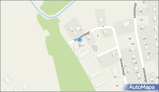 Mstów, Słowackiego Juliusza, 13, mapa Mstów