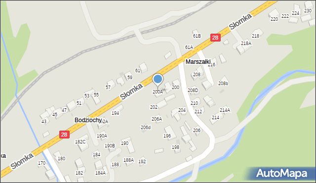 Mszana Dolna, Słomka, 200A, mapa Mszana Dolna
