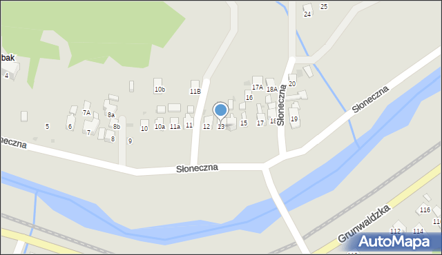 Muszyna, Słoneczna, 13, mapa Muszyna