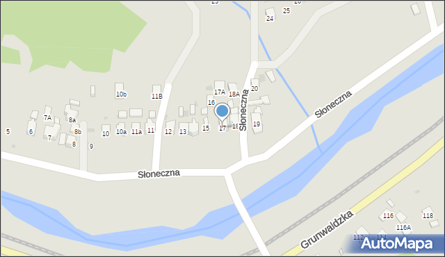 Muszyna, Słoneczna, 17, mapa Muszyna