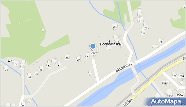 Muszyna, Słoneczna, 29a, mapa Muszyna