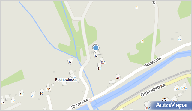 Muszyna, Słoneczna, 31, mapa Muszyna