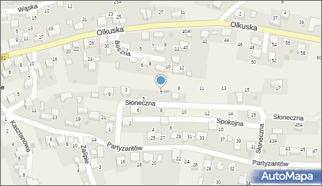 Myślachowice, Słoneczna, 7, mapa Myślachowice