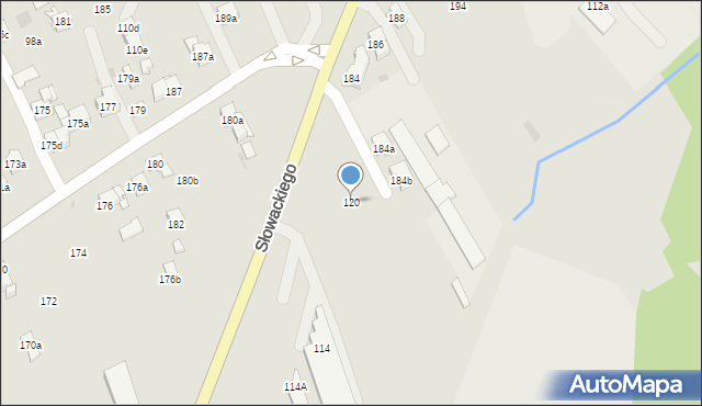 Myślenice, Słowackiego Juliusza, 120, mapa Myślenice
