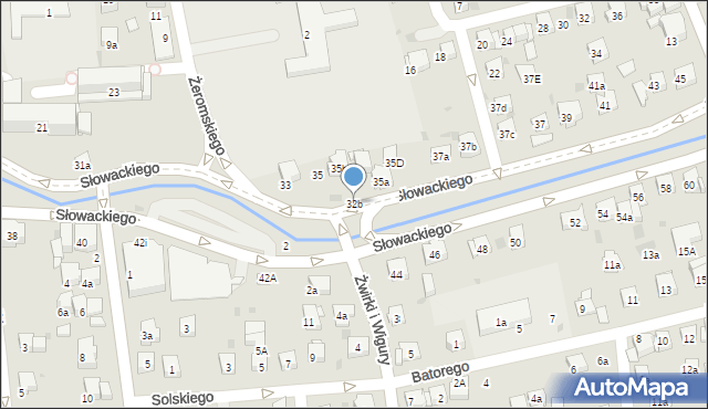 Myślenice, Słowackiego Juliusza, 32b, mapa Myślenice