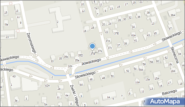 Myślenice, Słowackiego Juliusza, 37a, mapa Myślenice