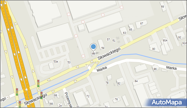 Myślenice, Słowackiego Juliusza, 55, mapa Myślenice