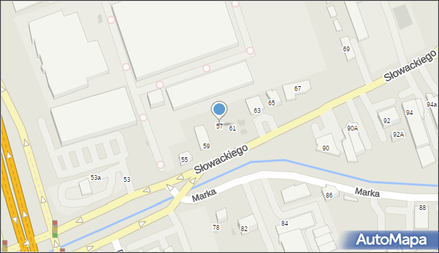 Myślenice, Słowackiego Juliusza, 57, mapa Myślenice