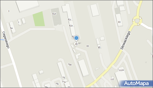 Myślenice, Słowackiego Juliusza, 81, mapa Myślenice