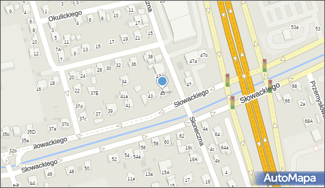 Myślenice, Słowackiego Juliusza, 45, mapa Myślenice