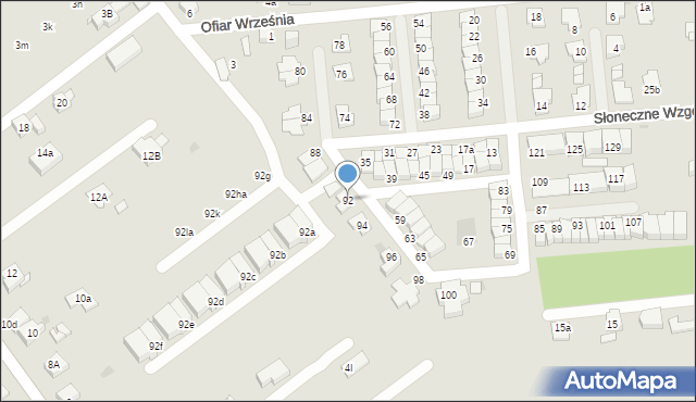 Mysłowice, Słoneczne Wzgórze, 92, mapa Mysłowice