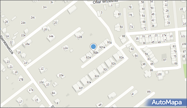Mysłowice, Słoneczne Wzgórze, 92ka, mapa Mysłowice