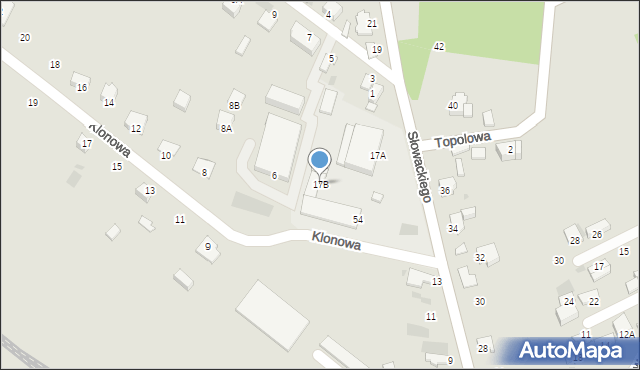 Myszków, Słowackiego Juliusza, 17B, mapa Myszków