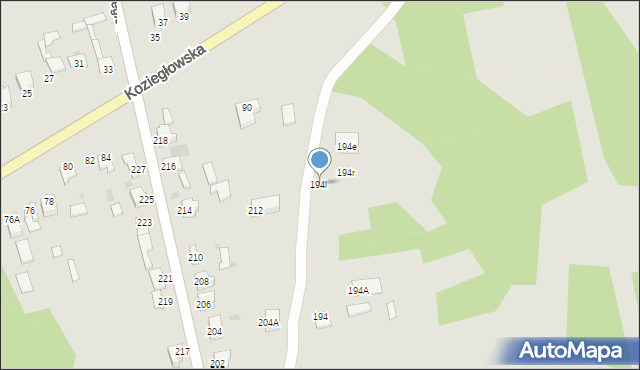 Myszków, Słowackiego Juliusza, 194l, mapa Myszków