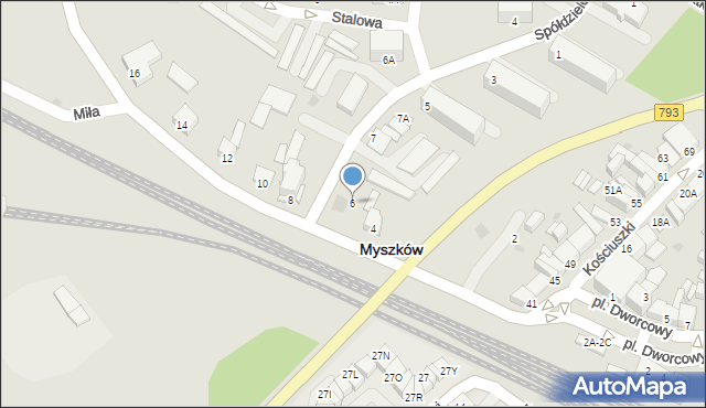 Myszków, Słowackiego Juliusza, 6, mapa Myszków