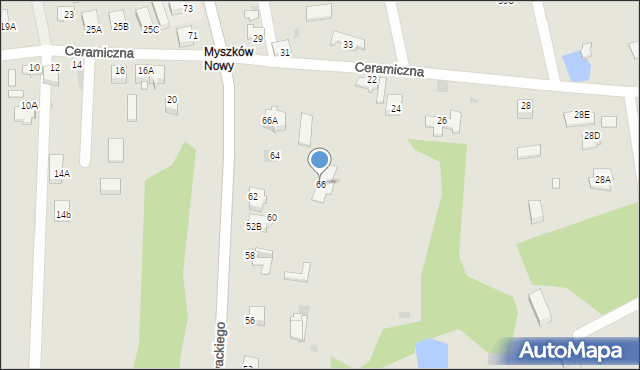 Myszków, Słowackiego Juliusza, 66, mapa Myszków