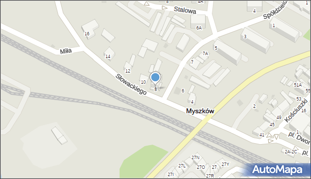 Myszków, Słowackiego Juliusza, 8, mapa Myszków