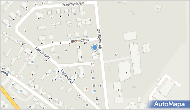 Myszyniec, Słoneczna, 12, mapa Myszyniec