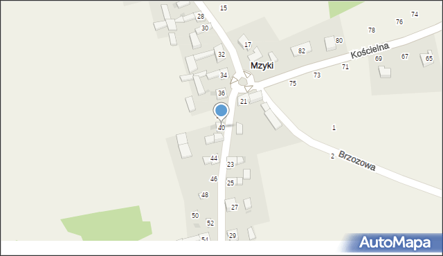 Mzyki, Słoneczna, 40, mapa Mzyki