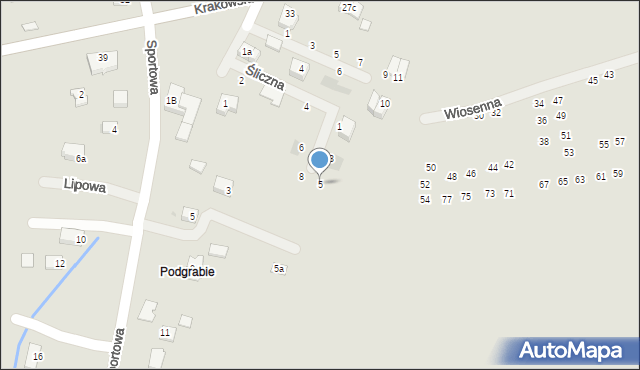 Niepołomice, Śliczna, 5, mapa Niepołomice