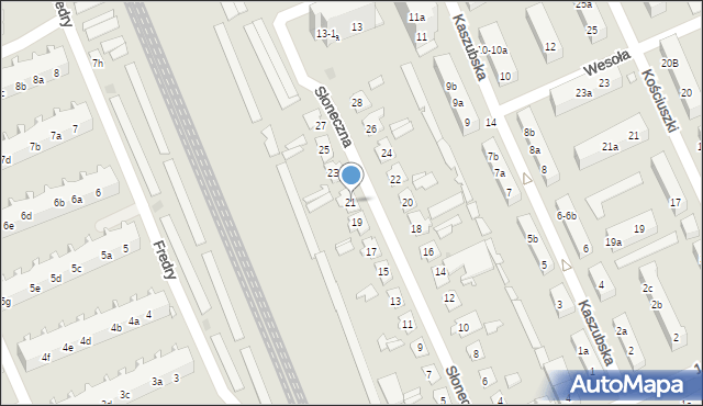 Nowa Sól, Słoneczna, 21, mapa Nowa Sól