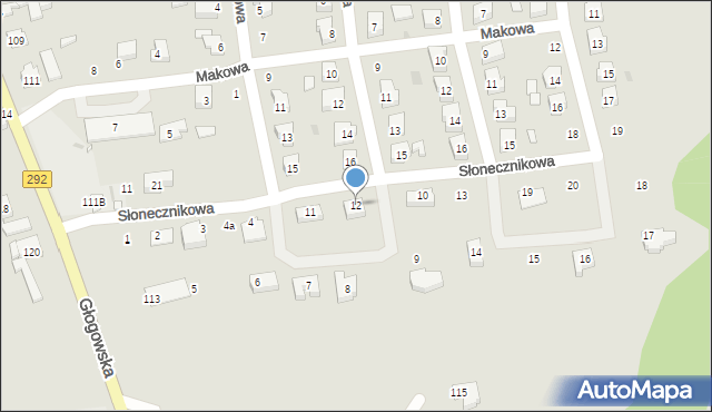 Nowa Sól, Słonecznikowa, 12, mapa Nowa Sól